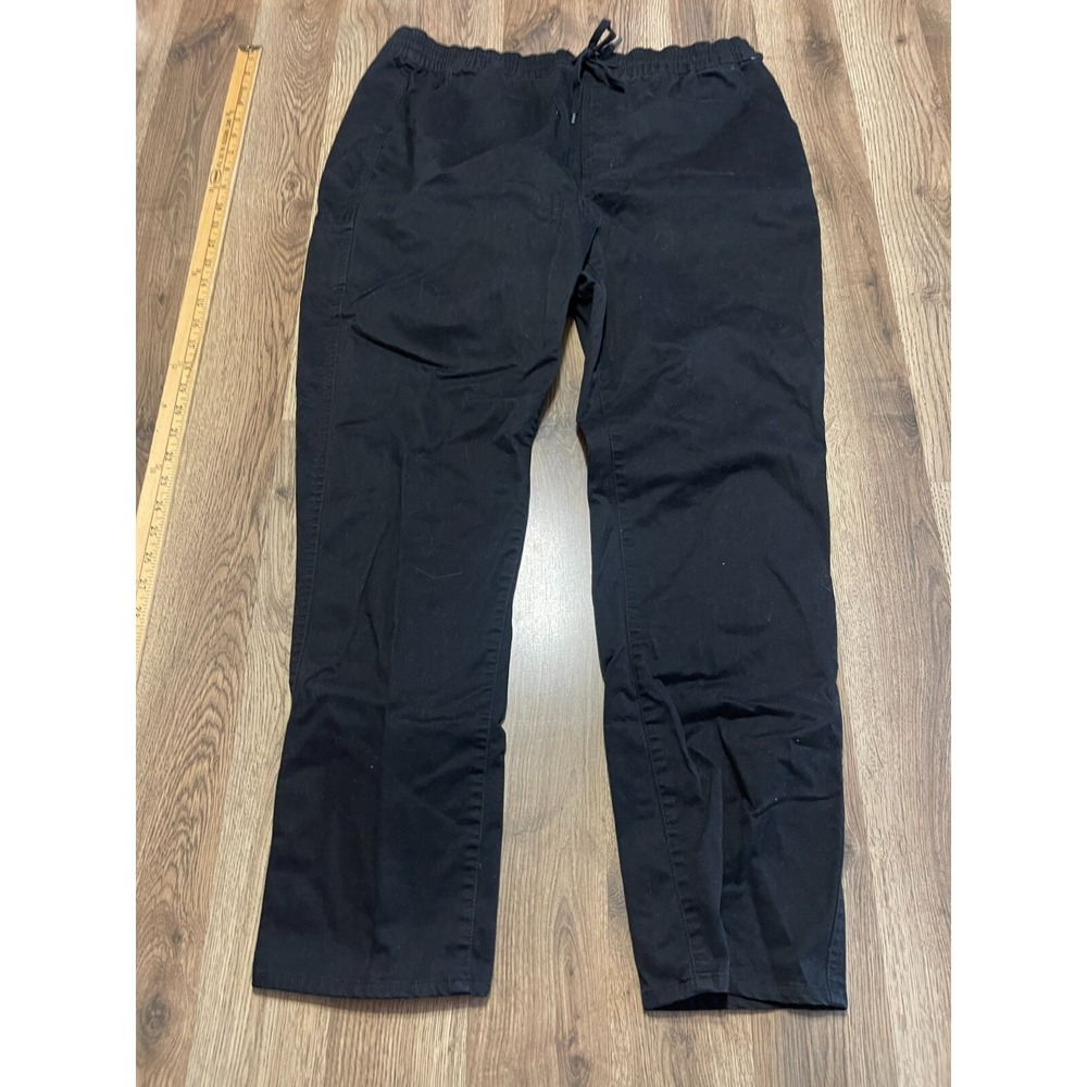 Ocean Current Pants, Mens Size Large, Black, Tie Waist, Straight Leg, Pockets